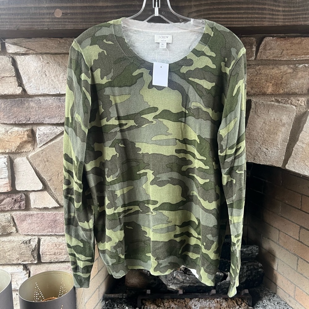 J Crew Camouflage Teddie Sweater XL - Picture 3 of 5